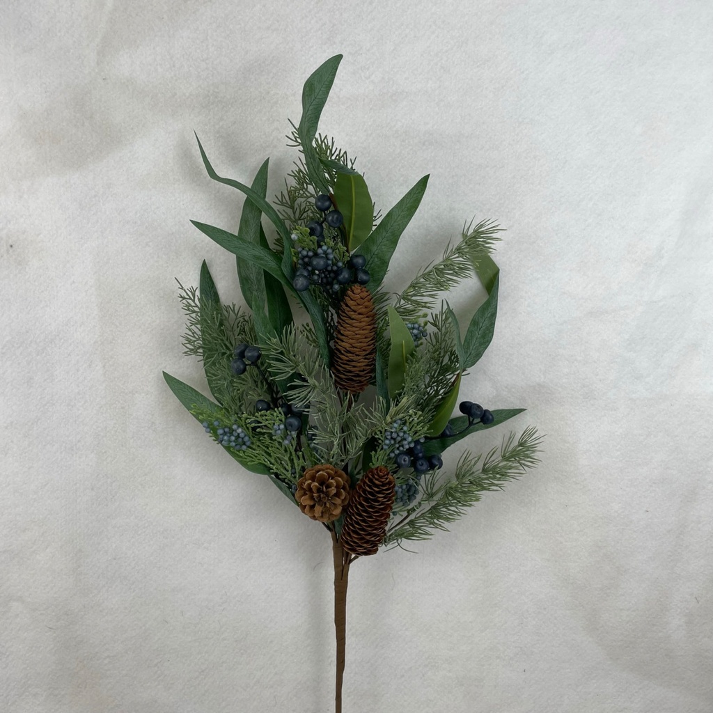 28" CEDAR/LONG LEAF EUCALYPTUS SPRAY W/ BLUE BERRIES