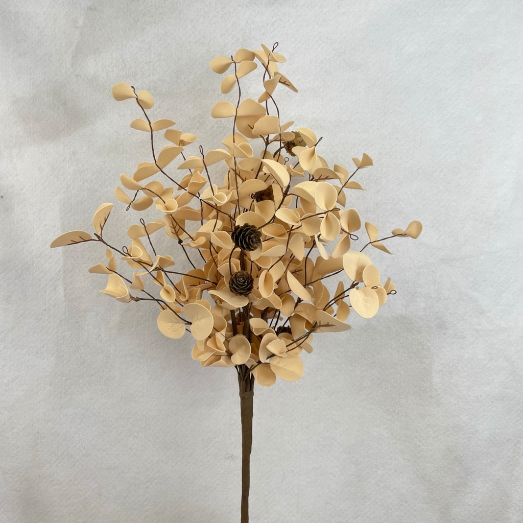 [SAF2001-CRM] 22" EUCALYPTUS BUSH W/CONES CREAM (FOAM)
