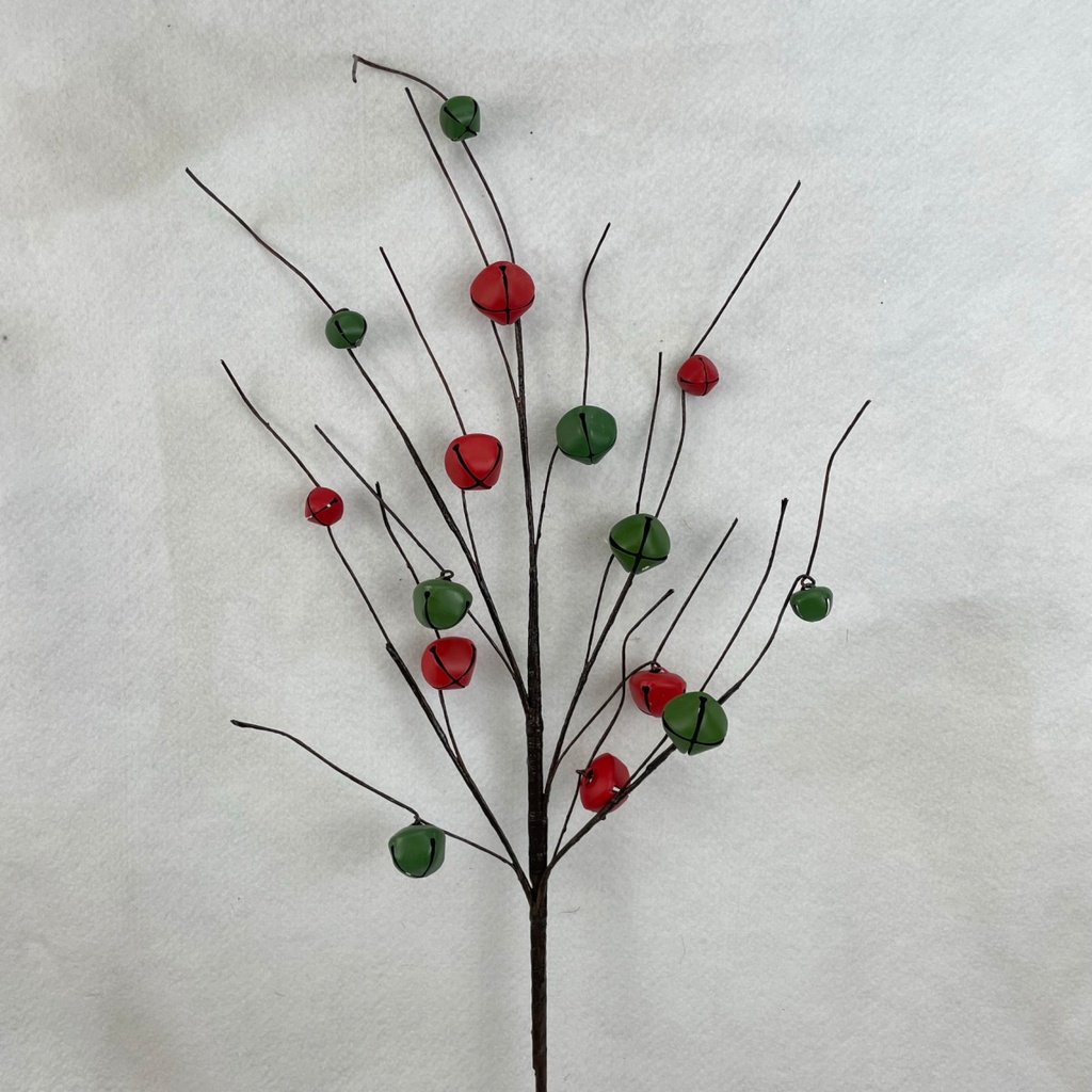 30" JINGLEBELL TWIG SPRAY RED/GREEN
