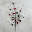 30&quot; JINGLEBELL TWIG SPRAY RED/GREEN