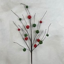 30" JINGLEBELL TWIG SPRAY RED/GREEN