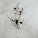 32&quot; BERRY/TWIG SPRAY W/ CONES WHITE