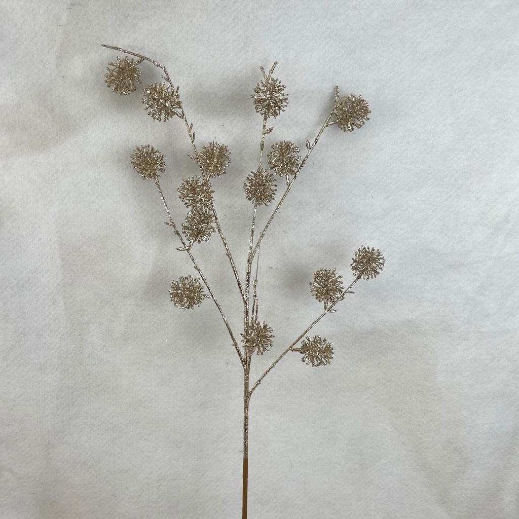 [XA2088-CHA] 33" GLITTER THISTLE SPRAY X5 CHAMPAGNE