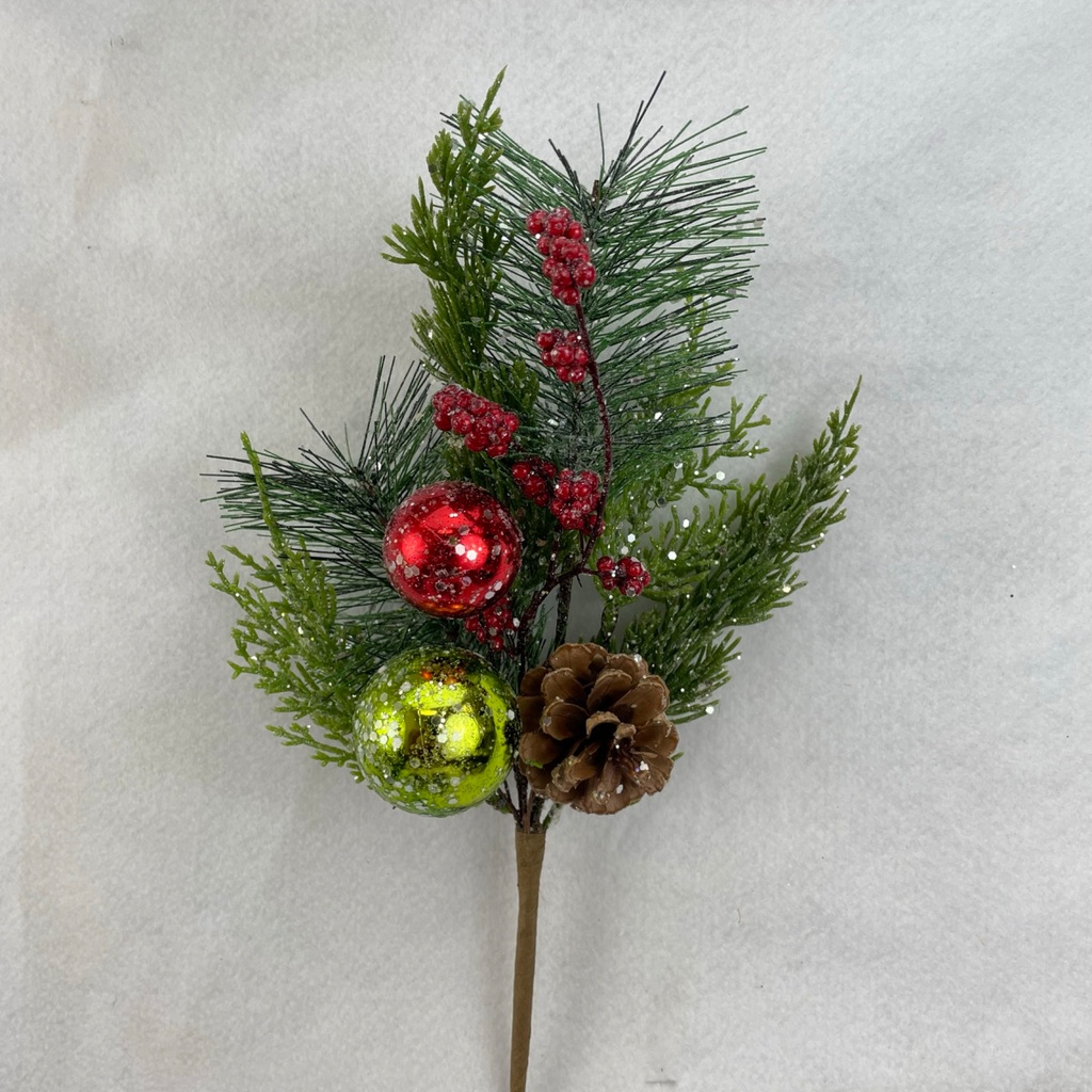 [XA2093] 15" MIXED PINE BUSH W/ BALL ORANAMENTS & CONES