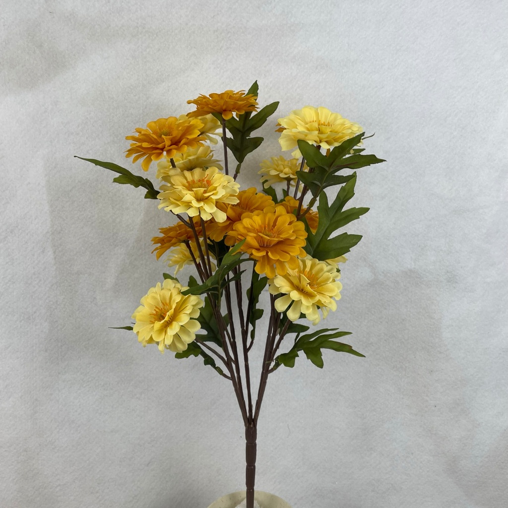 [SBF2335-GDC] 18" ZINNIA BUSH X5 GOLDEN/CREAM