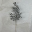 22" SILVER GLITTER HOLLY AND BERRY SPRAY