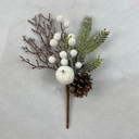 11" PINE & TWIG PICK WITH ICED BERRIES AND APPLE