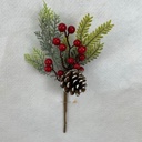 11&quot; FROSTED MIXED PINE PICK W/ BERRIES 