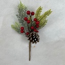 11" FROSTED MIXED PINE PICK W/ BERRIES 