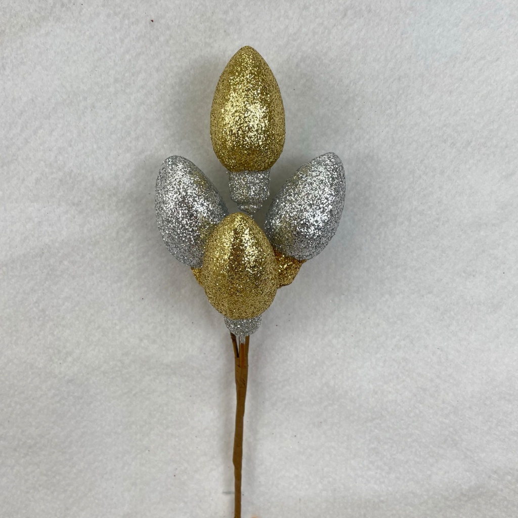 [XB2317-SGD] 10"GLITTER LIGHT BULB PICK SILVER/GOLD