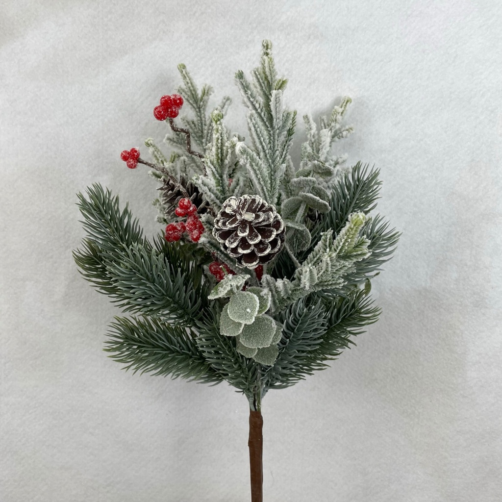 [XB2326] 17" MIXED PINE AND SNOWY EUCALYPTUS BUNDLE W/ BERRIES