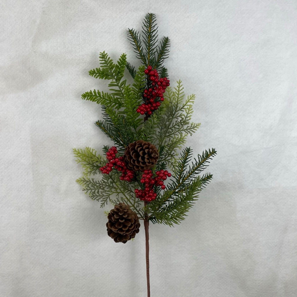 34" PINE SPRAY W/ BERRIES AND CONES