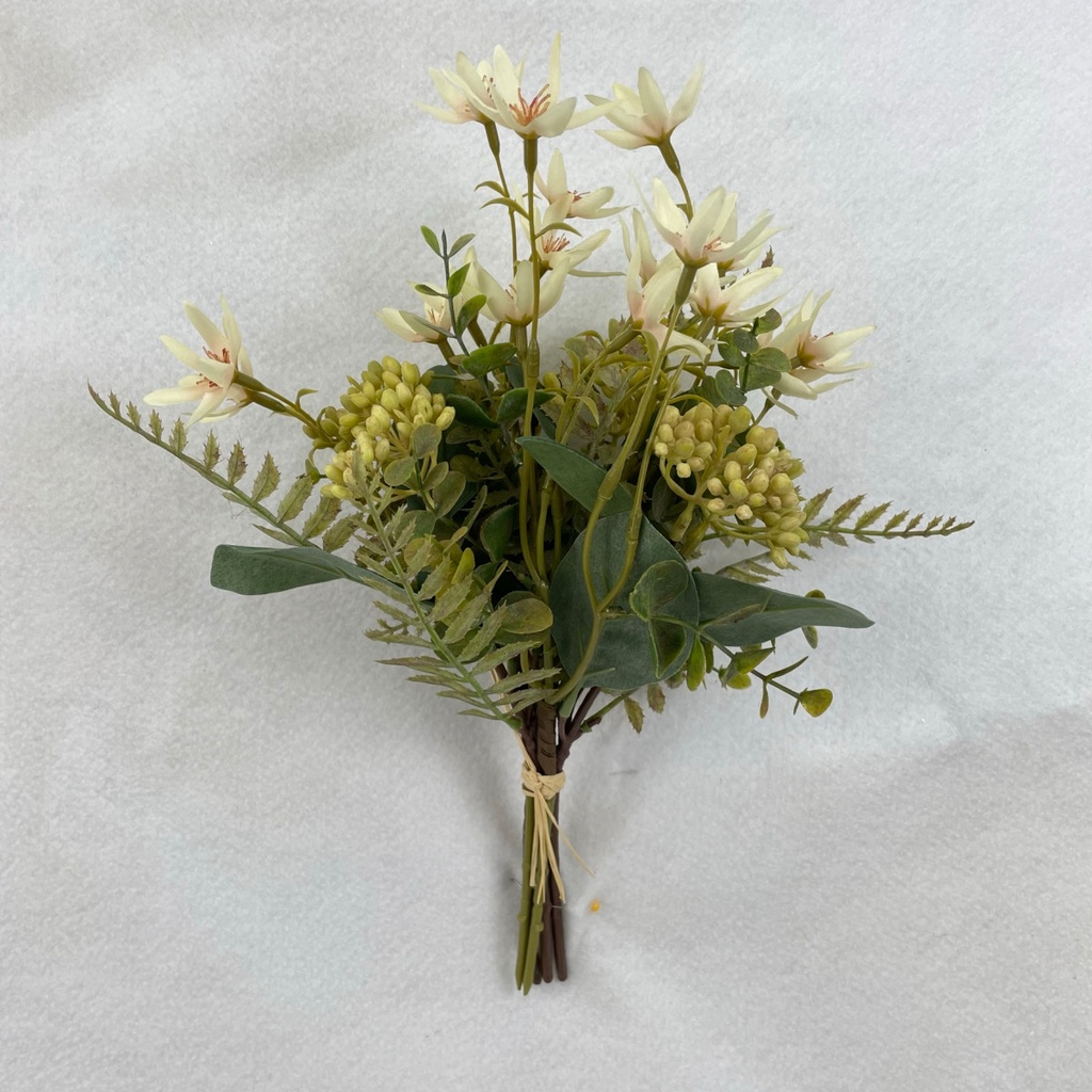 [SBF2346-CRM] 13" PHOTINIA AND FERN MIXED BUNDLE CREAM