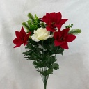21&quot; POINSETTIA/ROSE BUSH W/PINE &amp; EUCALYPTUS X14 M/P