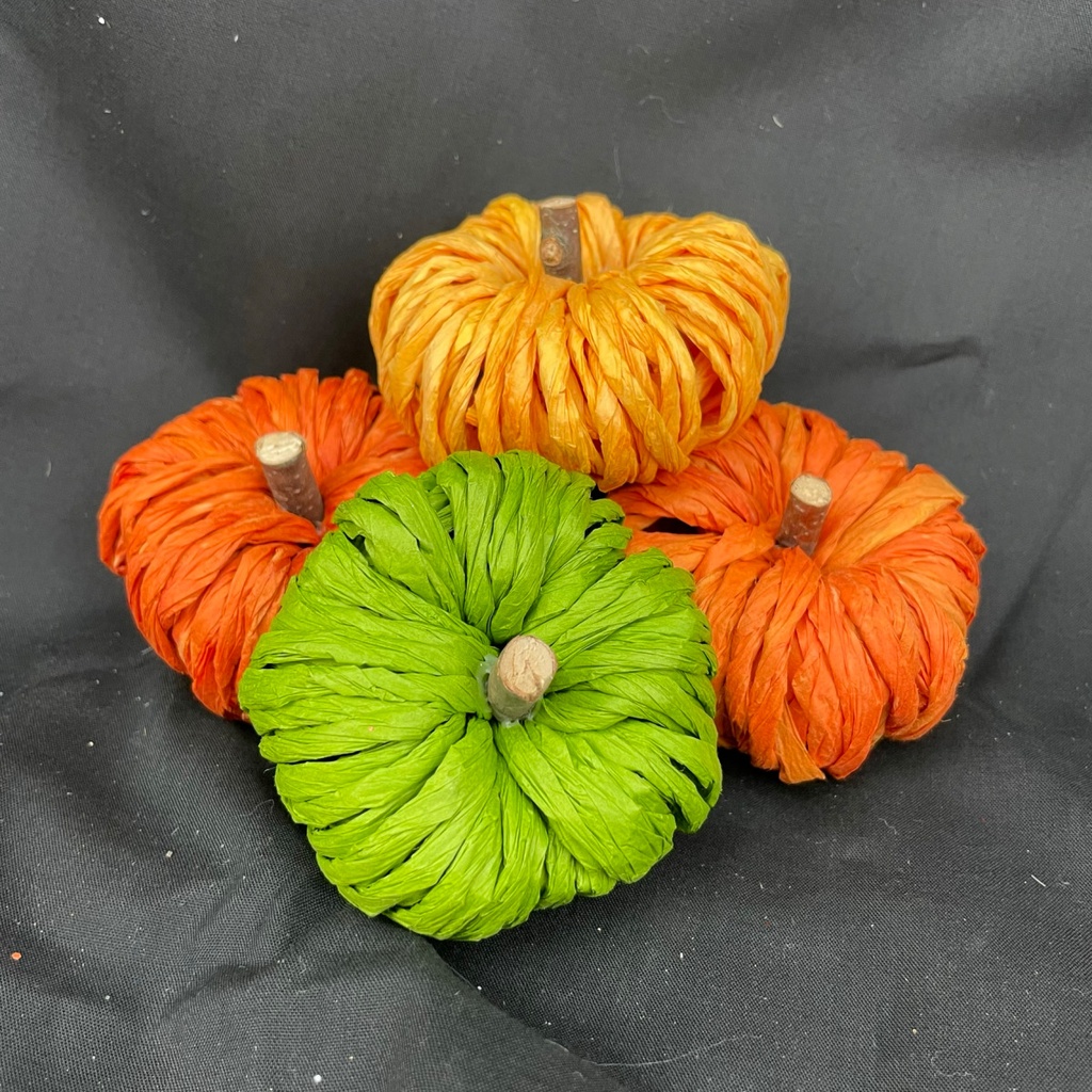 2.75" ASSORTED TWINE PUMPKINS 12/BOX ORG/YEL/GRN