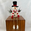 10" SNOWMAN W/ HANGING LEGS BLACK HAT