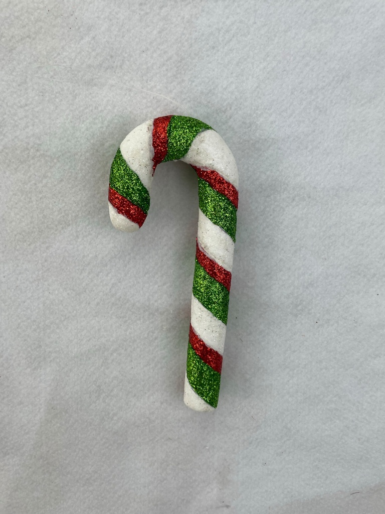 8" CANDY CANE HANGER RED/WHT/GRN