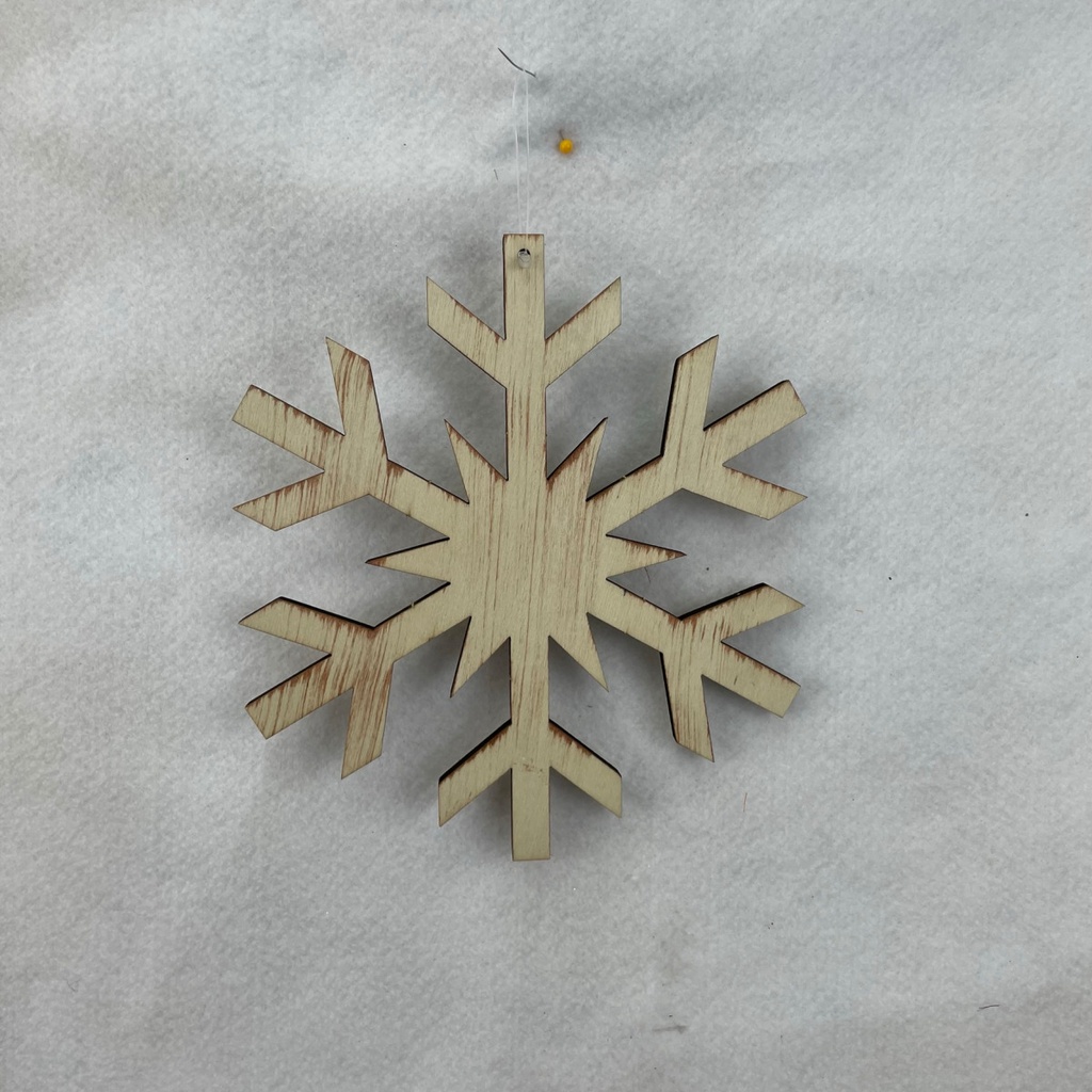 8&quot; WOODEN SNOWFLAKE HANGER SOLID