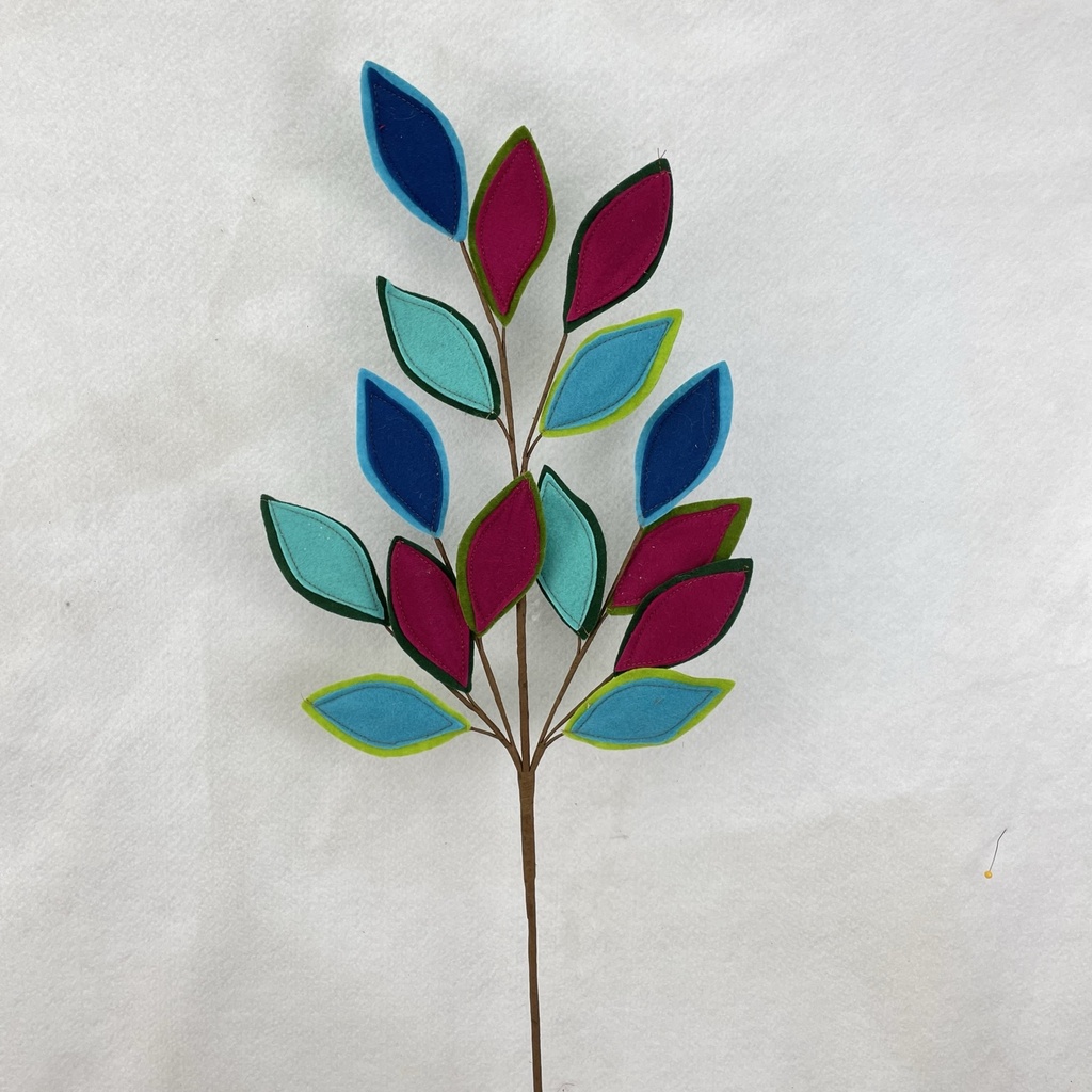 [XA2032-RBL] 28.5" FABRIC LEAF SPRAY X3 RED/BLU 