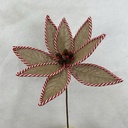 16" BURLAP POINSETTIA PICK 12" dia W/ RED/WHT EDGING