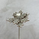 24&quot; HOLLY LEAF POINSETTIA 10&quot; dia FELT  WHITE