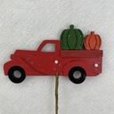 18" WOODEN TRUCK PICK W/ PUMPKINS 5.25" TRUCK RED