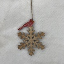 7" SNOWFLAKE ORNAMENT W/ CARDINAL NATURAL