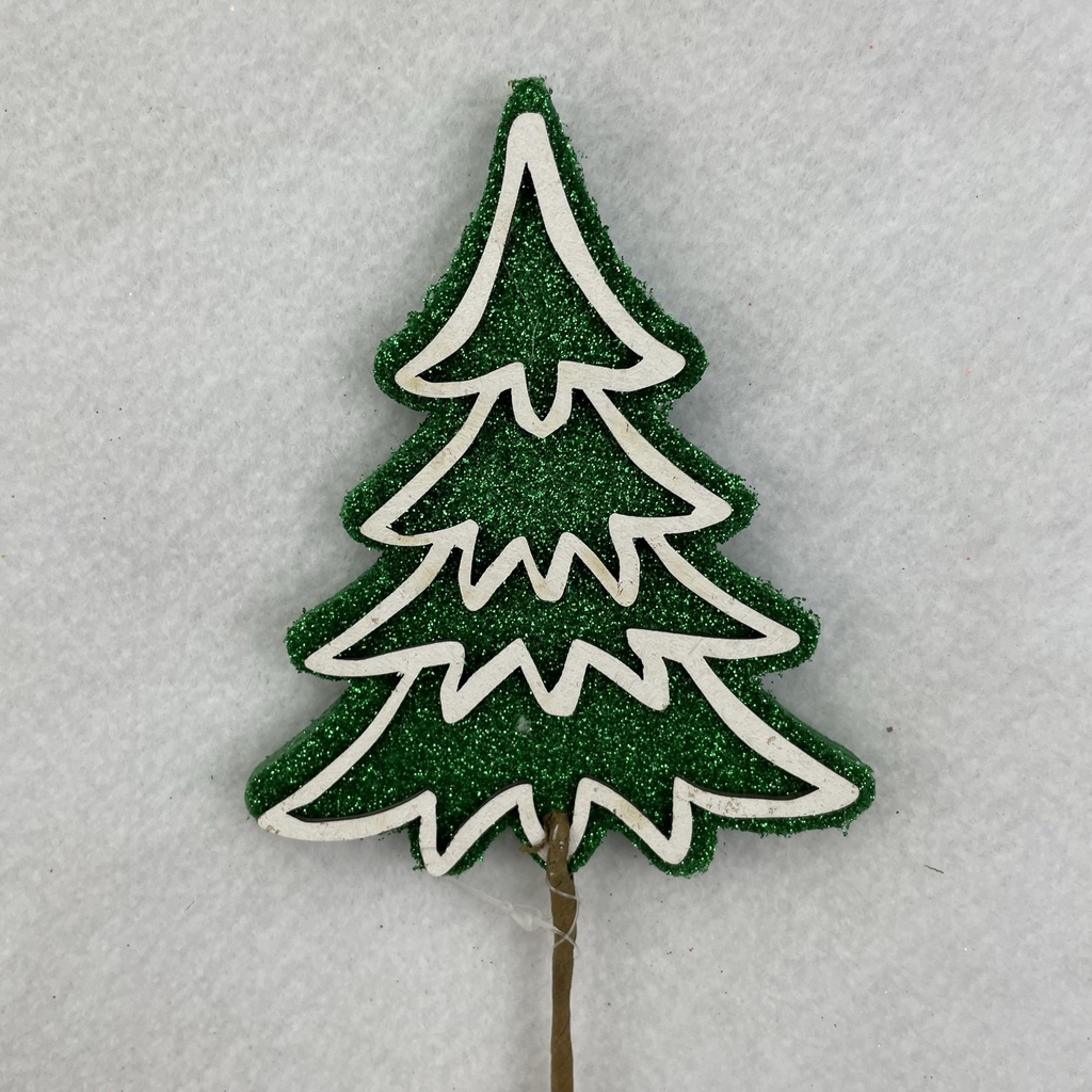 18" GLITTER TREE PICK 5" FELT TREE GREEN