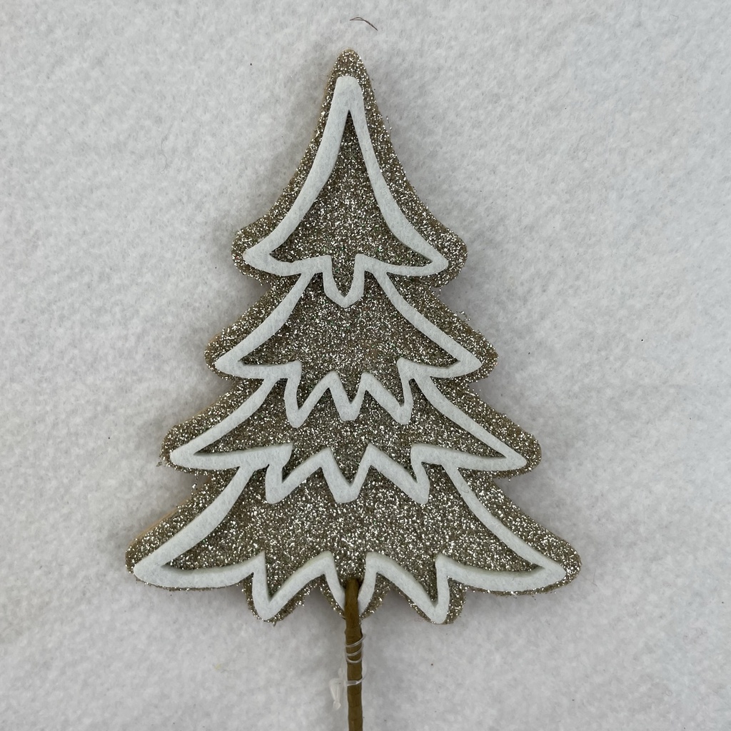 [XA2110-PTN] 18" GLITTER TREE PICK 5" FELT TREE PLATINUM
