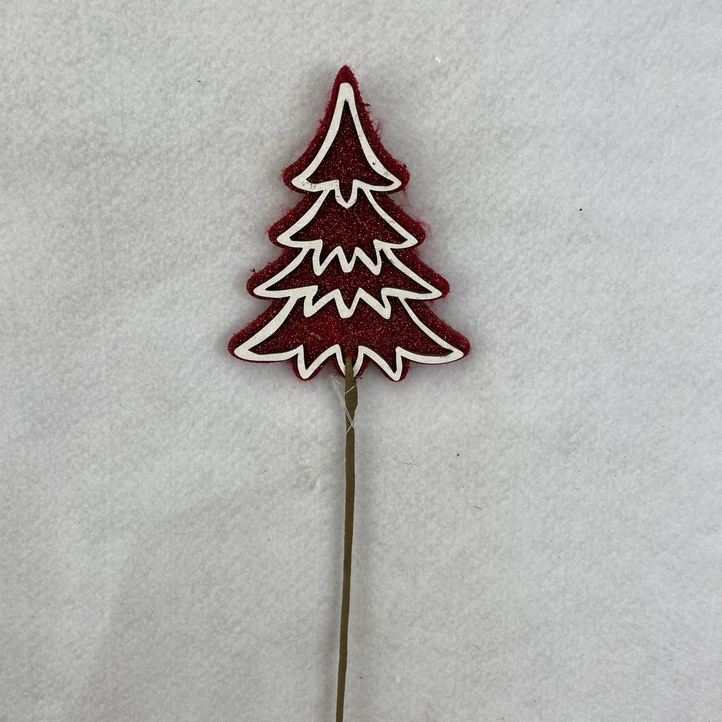 18" GLITTER TREE PICK 5" FELT TREE RED