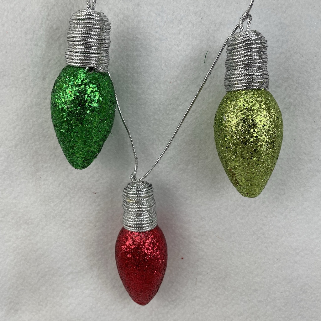 53" GLITTER LIGHTBULB GARLAND RED/GREEN MIX