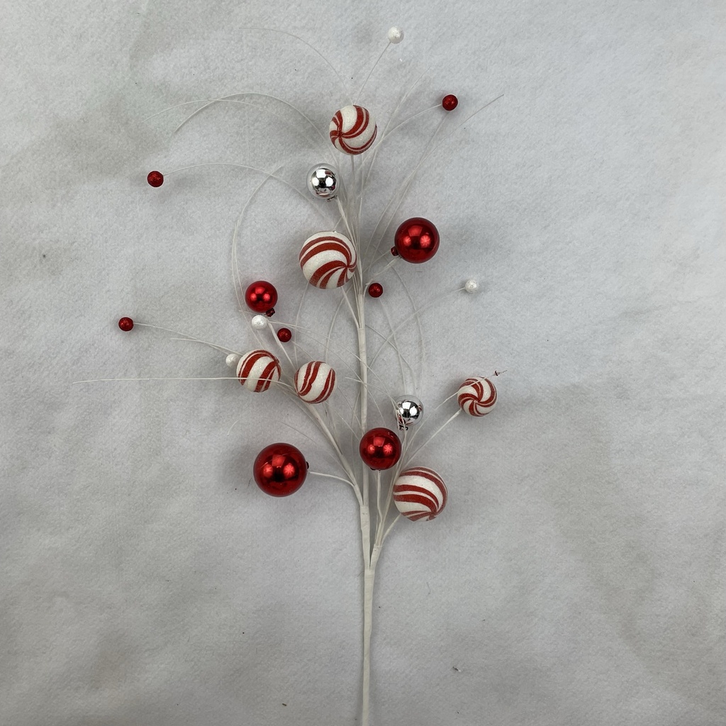 36" PEPPERMINT AND RED BALL SPRAY 