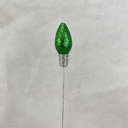 18" GLITTER LIGHTBULB PICK 4.5" BULB DARK GREEN