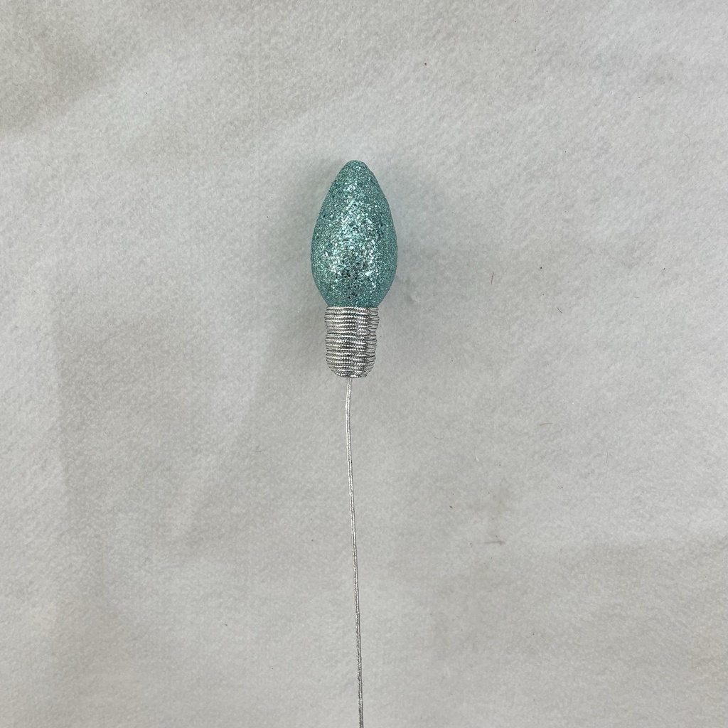 [XA2118-LTB] 18" GLITTER LIGHTBULB PICK 4.5" BULB LIGHT BLUE