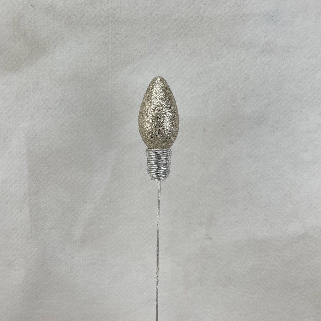 18" GLITTER LIGHTBULB PICK 4.5" BULB PLATINUM