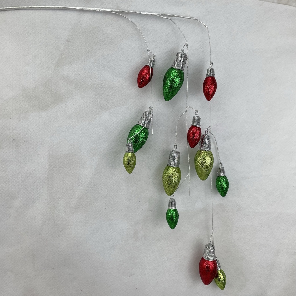 28" HANGING LIGHTBULB SPRAY X3 RED/GREEN MIX