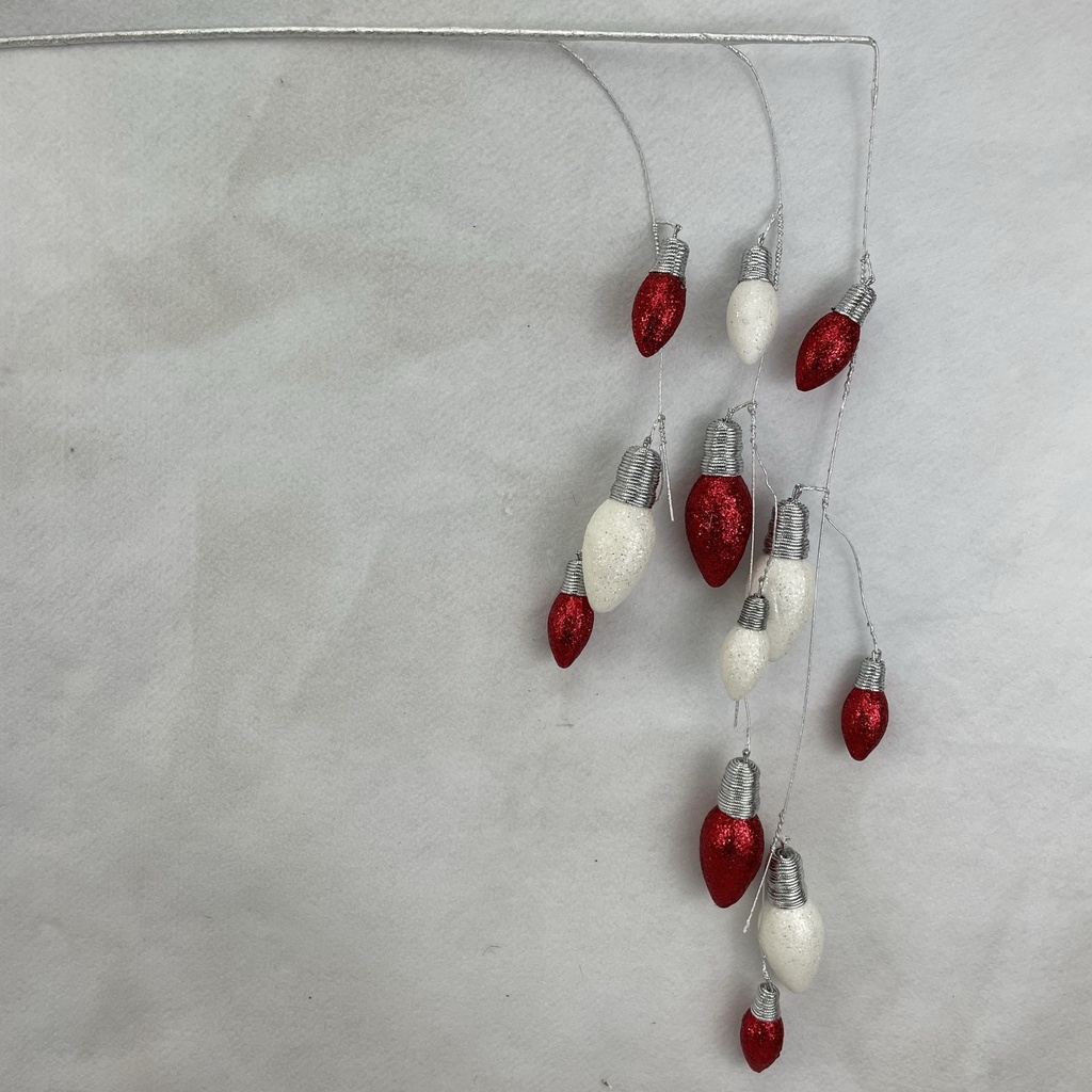 28" HANGING LIGHTBULB SPRAY X3 RED/WHITE