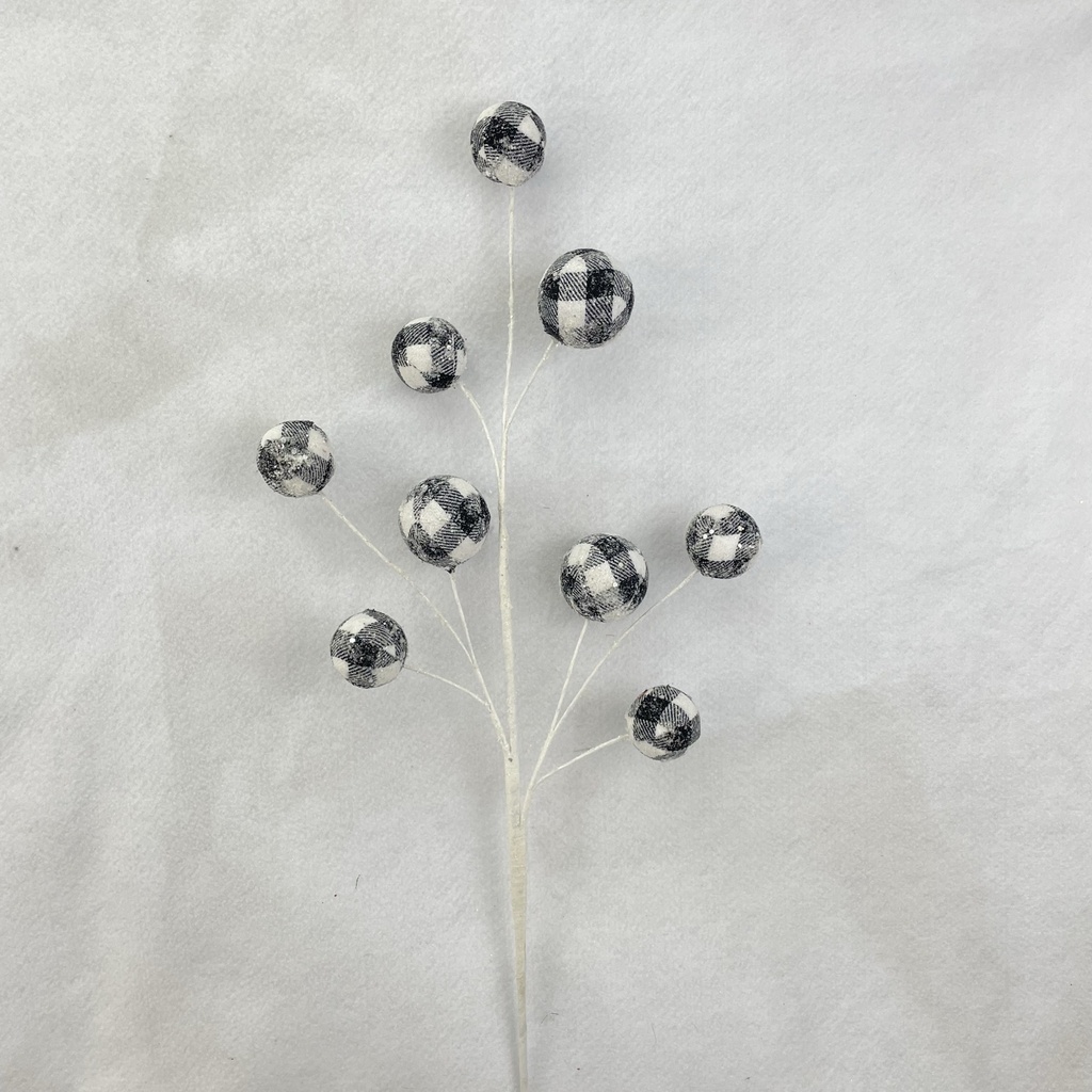29&quot; PLAID BALL SPRAY BLACK AND WHITE