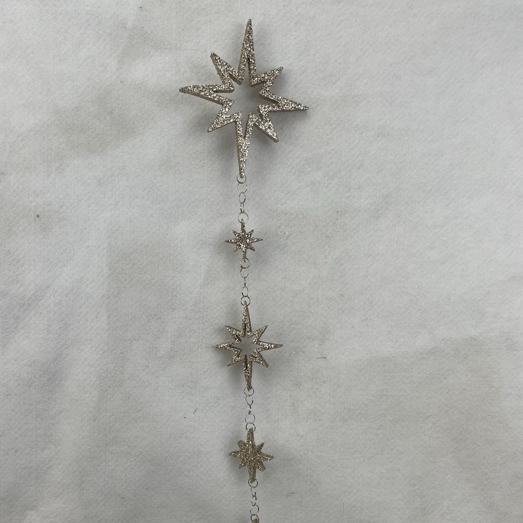 84" GLITTERY STAR GARLAND CHAMPAGNE