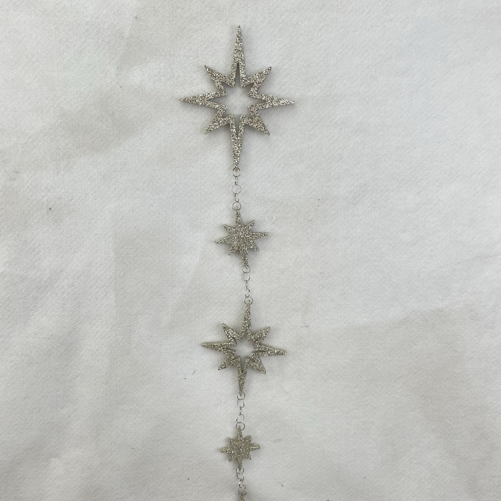 84" GLITTERY STAR GARLAND PLATINUM