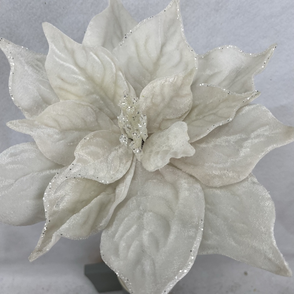 [XA2143-CRM] 20" VELVET POINSETTIA PICK 10" dia CREAM