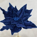 20" VELVET POINSETTIA PICK 10" dia W/GLITTER DARK BLUE