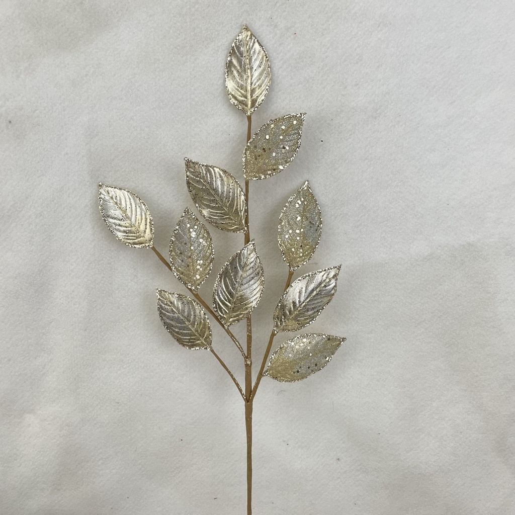 [XA2149-PTN] 28" METALLIC GLITZY LEAF SPRAY PLATINUM