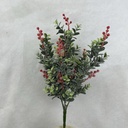 18" EUCALYPTUS LEAF BUSH W/ BERRIES X7 SNOWY]