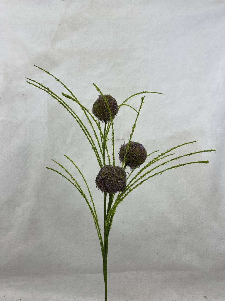 [SA3002-PUR] 26" FLOCKED TWIG BALL SPRAY X2 PURPLE