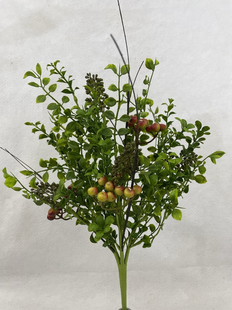 22" MIXED FERN BUSH W/ RED/GREEN BERRIES