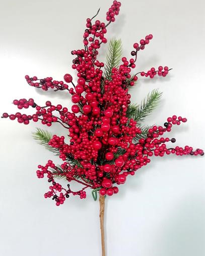 24" RED BERRY SPRAY W/ PINE