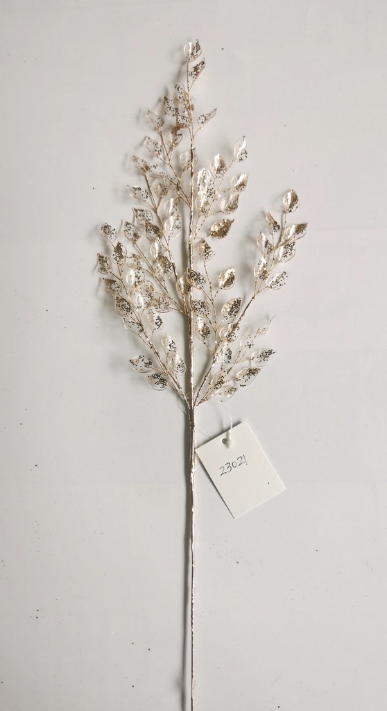 19.5" GLITTER LEAF SPRAY CHAMPAGNE