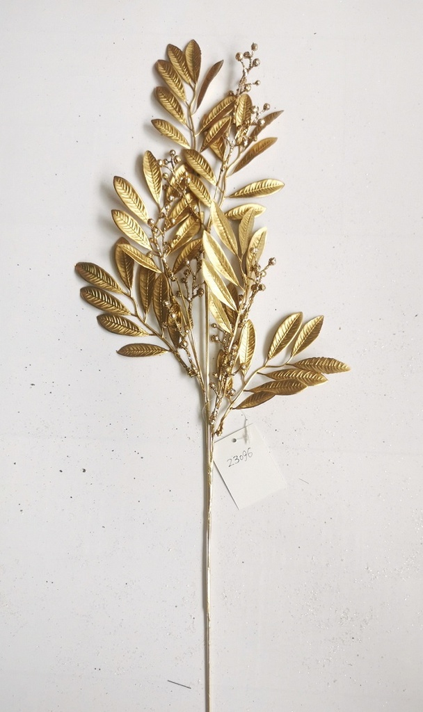 28" LEAF SPRAY W/ BERRIES METALLIC GOLD