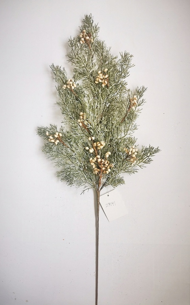 [XL4628] 26.5" CEDAR SPRAY W/ CREAM BERRIES